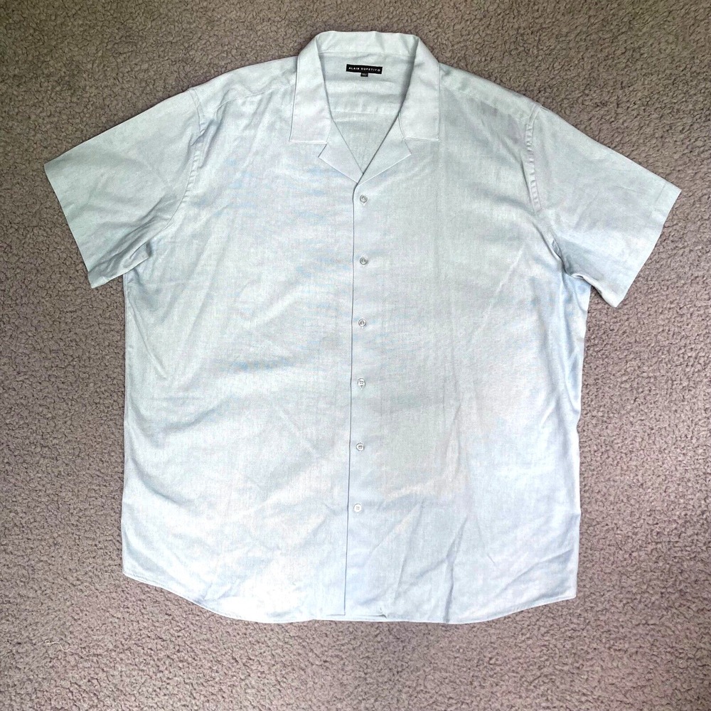 Alain Dupetit Hemp Woven Baby Blue Shirt Mens XXXL Eco Casual Button Up 3XL EUC